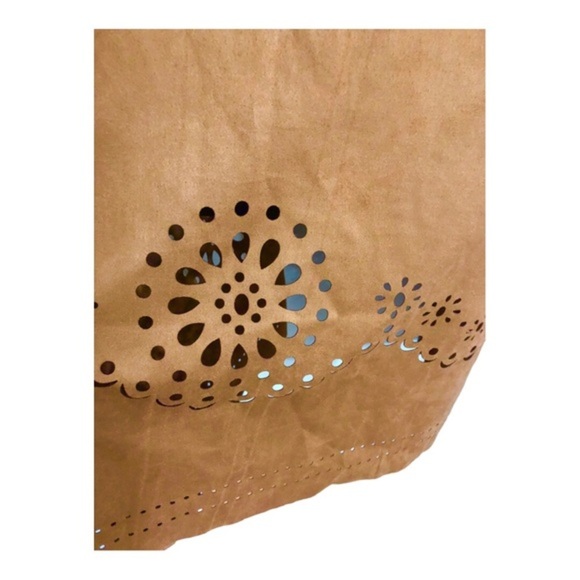 Brown boho laser cut faux suede overcoat topper jacket‎ size large new - Picture 8 of 17